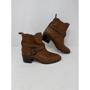Coach Women's Buckle Chelsea Ankle Boots FG1002 Leather Dark Saddle Brown 8.5B